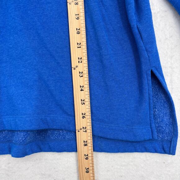 J. Crew Fleece Sweatshirt Size XL Blue Button Mock Neck Pullover Raglan Sleeve - Picture 10 of 11